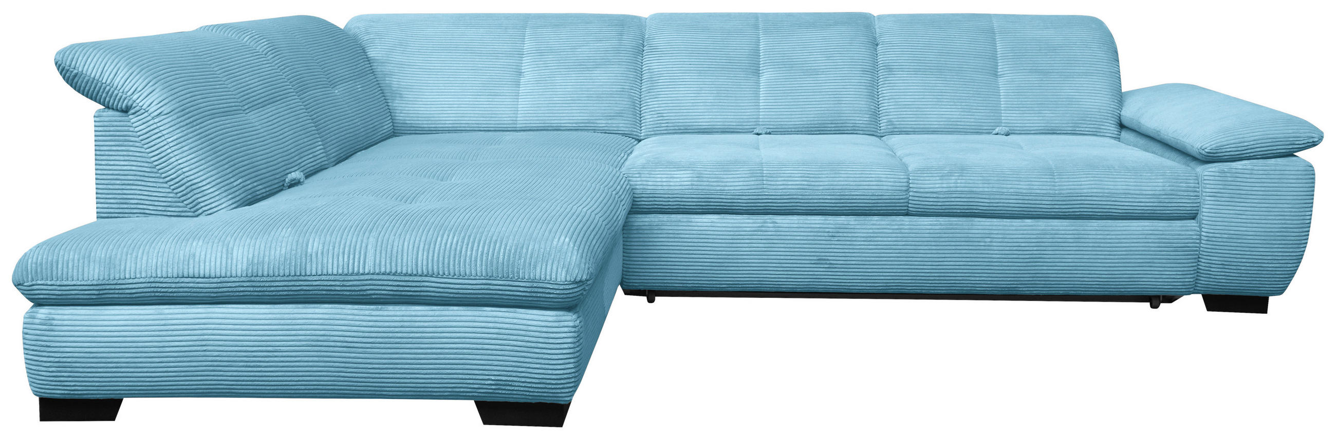 ECKSOFA in Cord Blau  - Blau/Schwarz, Design, Textil/Metall (242/313cm) - Xora