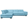 ECKSOFA in Cord Blau  - Blau/Schwarz, Design, Textil/Metall (242/313cm) - Xora