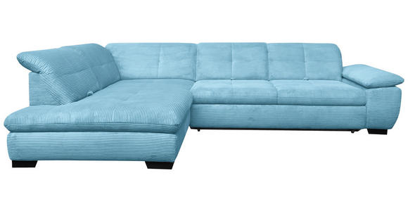 ECKSOFA in Cord Blau  - Blau/Schwarz, Design, Textil/Metall (242/313cm) - Xora