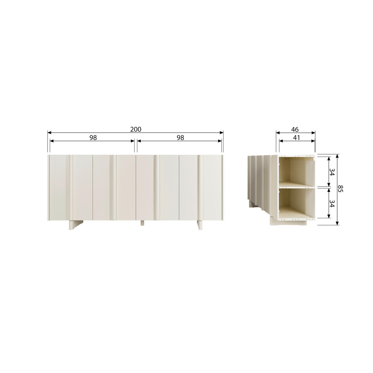 SIDEBOARD Basu  in 200/85/46 cm  - Grauweiß, Design, Holz (200/85/46cm) - Livetastic