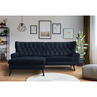 ECKSOFA  in Webstoff Dunkelblau  165/237 cm  - Schwarz/Dunkelblau, Design, Holz/Textil (165/237cm) - Stylife