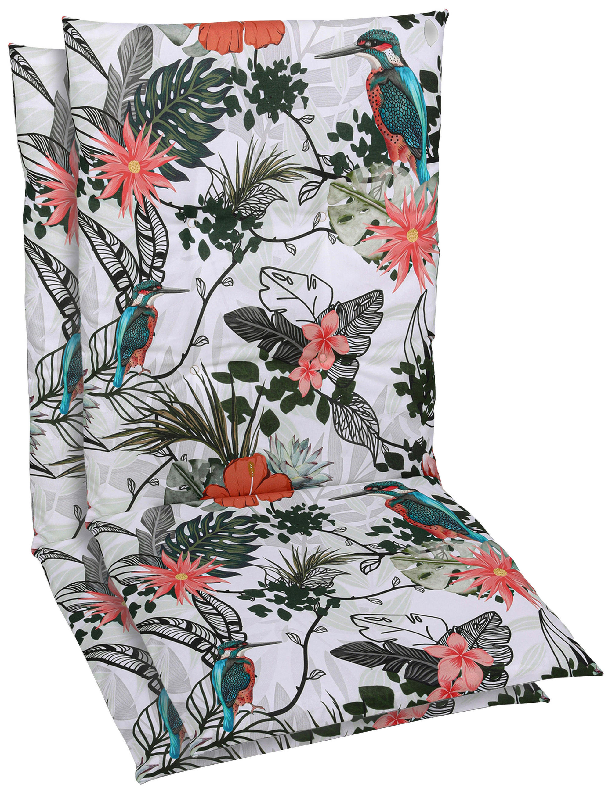 SESSELAUFLAGENSET in Grün, Hellgrau Floral  - Hellgrau/Grün, Design, Textil (48/5/108cm)