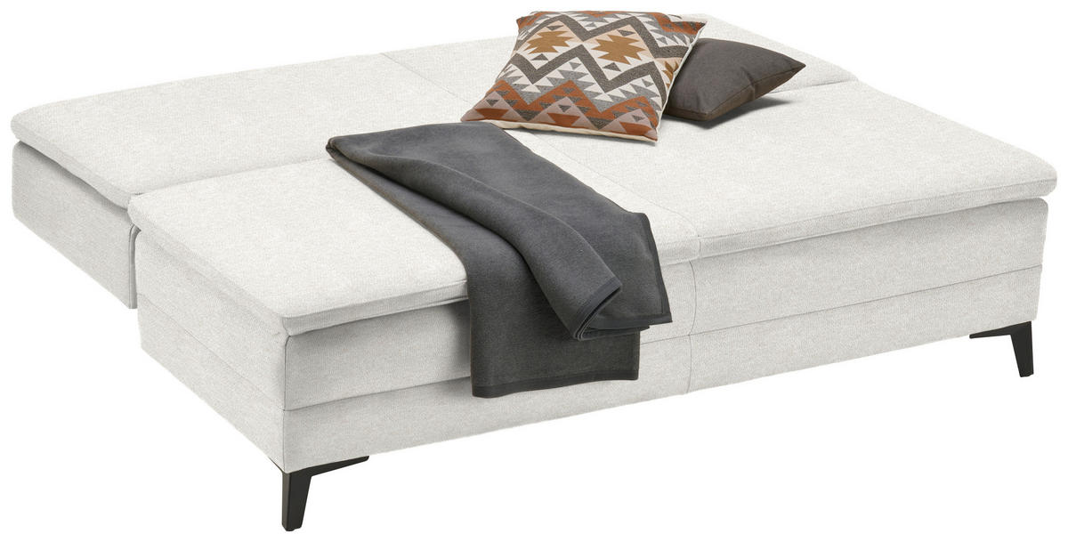 BOXSPRINGSOFA in Webstoff Creme  - Creme/Schwarz, Design, Textil/Metall (200/100/108cm) - Novel