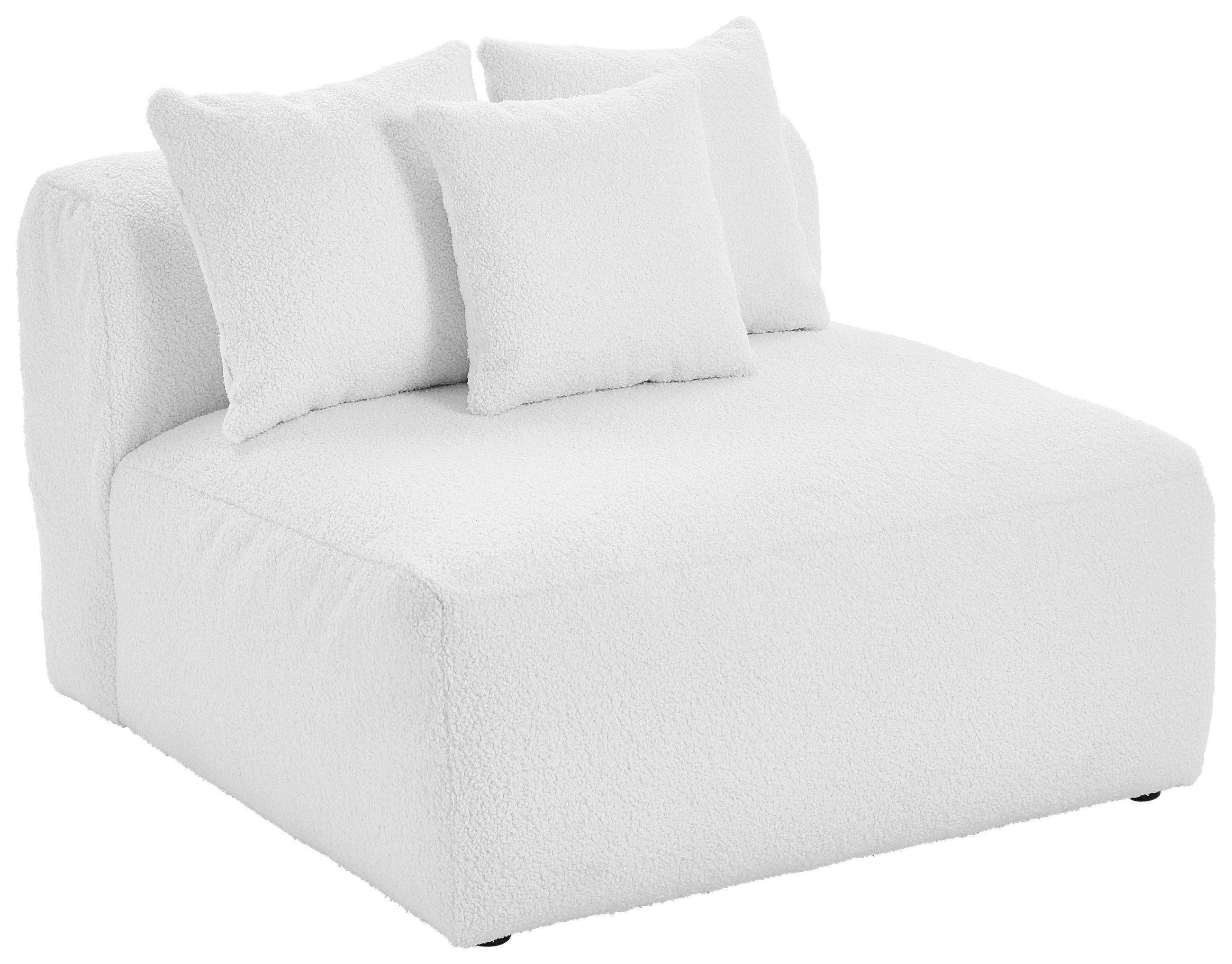 SOFAELEMENT BLOOM Weiß Flachgewebe, Teddystoff  - Weiß, Trend, Textil (100/70/122cm) - Livetastic