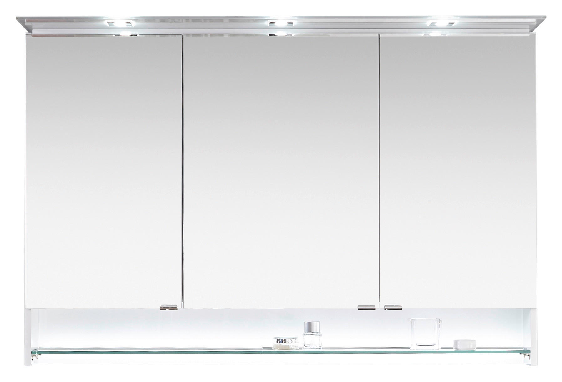 SPIEGELSCHRANK 130/86,8/16 cm  - Chromfarben/Weiß Hochglanz, Design, Glas/Holzwerkstoff (130/86,8/16cm) - Leonardo Living