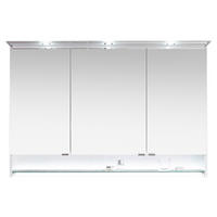 SPIEGELSCHRANK 130/86,8/16 cm  - Chromfarben/Weiß Hochglanz, Design, Glas/Holzwerkstoff (130/86,8/16cm) - Leonardo Living