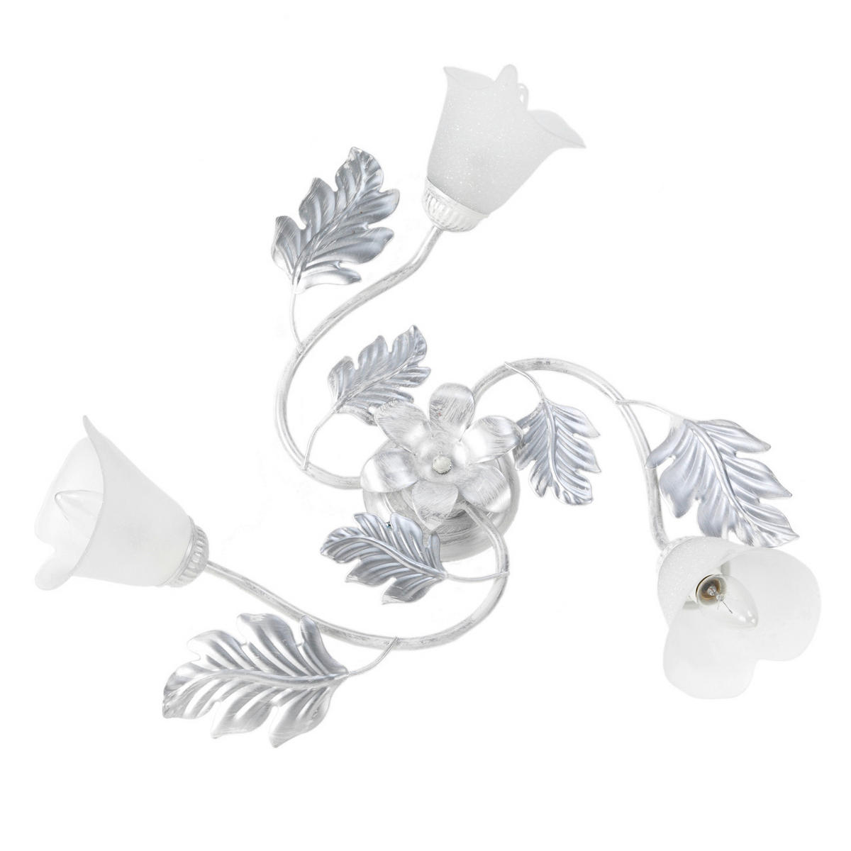 DECKENLEUCHTE  60/20 cm    - Silberfarben/Weiß, KONVENTIONELL, Glas/Metall (60/20cm)