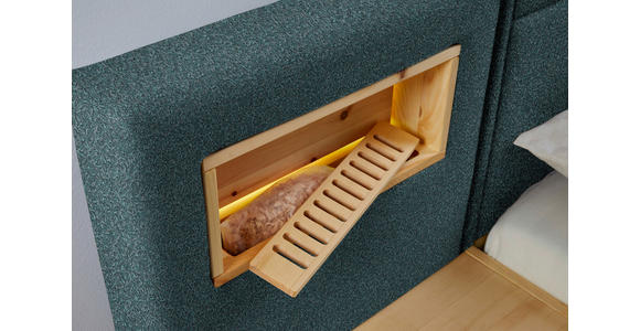BETT 180/200 cm in Zirbelkieferfarben, Petrol - Zirbelkieferfarben/Petrol, Natur, Holz/Textil (180/200cm) - Valnatura