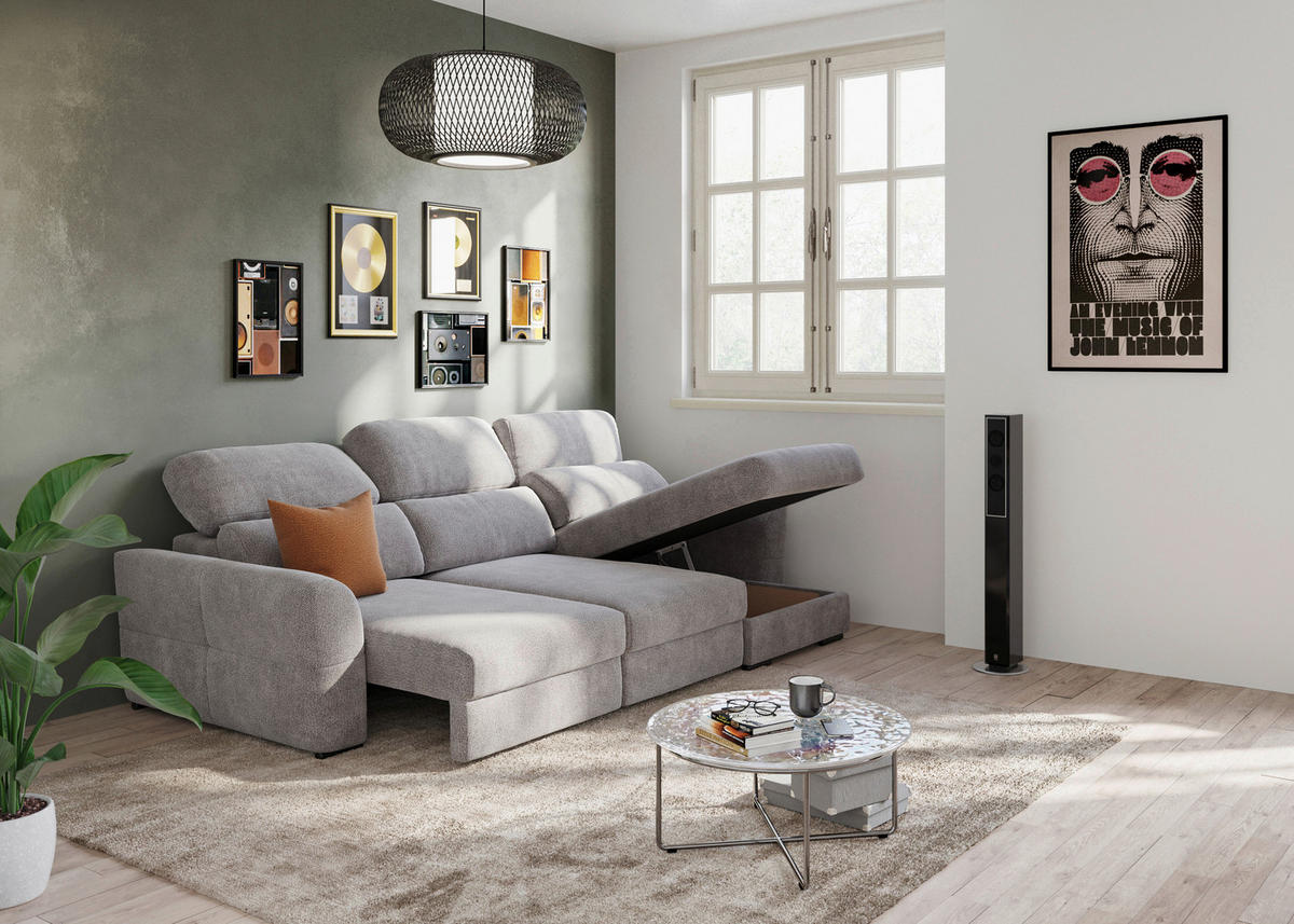 ECKSOFA in Mikrofaser Taupe  262/216 cm  - Taupe, KONVENTIONELL, Textil (262/216cm) - MID.YOU