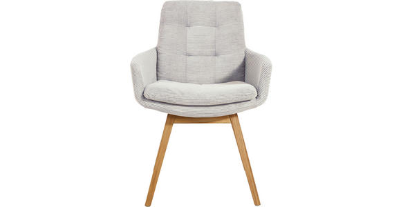 ARMLEHNSTUHL  Stoffauswahl, Typenauswahl, Gestellauswahl Cord  - Eichefarben/Hellgrau, Design, Holz/Textil (63/90/69cm) - Johann Jakob