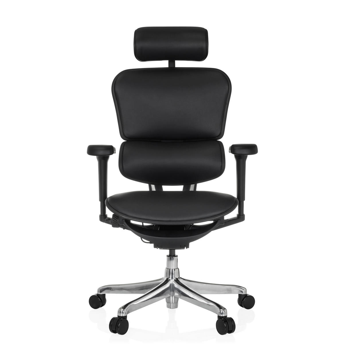 DREHSTUHL Schwarz  - Silberfarben/Schwarz, MODERN, Leder/Kunststoff (65/114-132/60cm) - MID.YOU