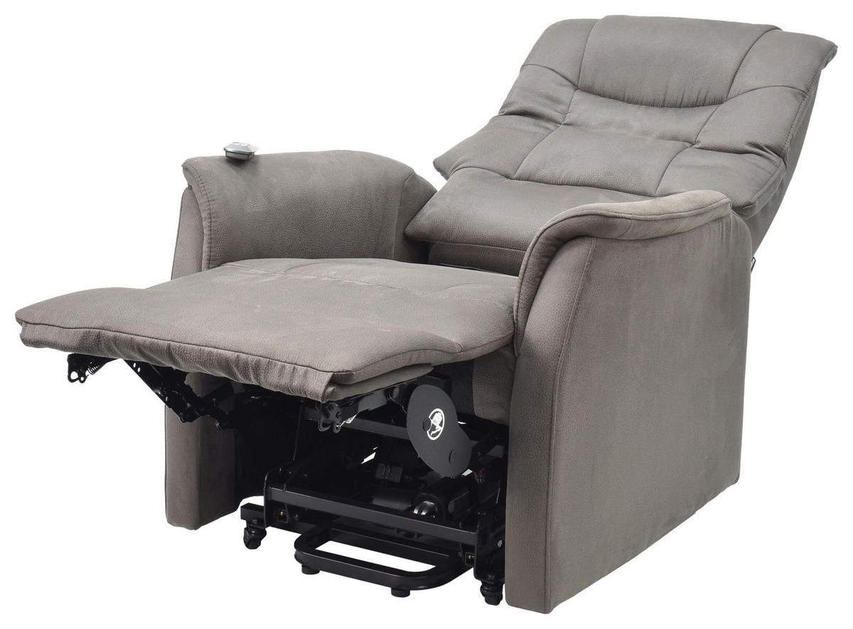FERNSEHSESSEL  mit Webstoff Dunkelbraun Relaxfunktion, Aufstehhilfe, ausziehbare Fußstütze  - Dunkelbraun, KONVENTIONELL, Textil/Metall (82/111/78/89/175cm) - Cantus