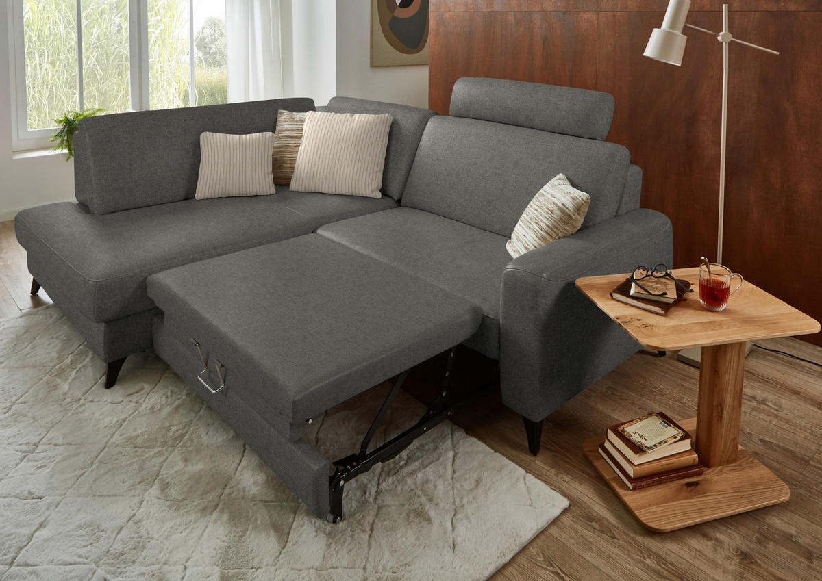 ECKSOFA  Chenille Grau  - Schwarz/Grau, Design, Textil/Metall (182/239cm) - Beldomo Comfort
