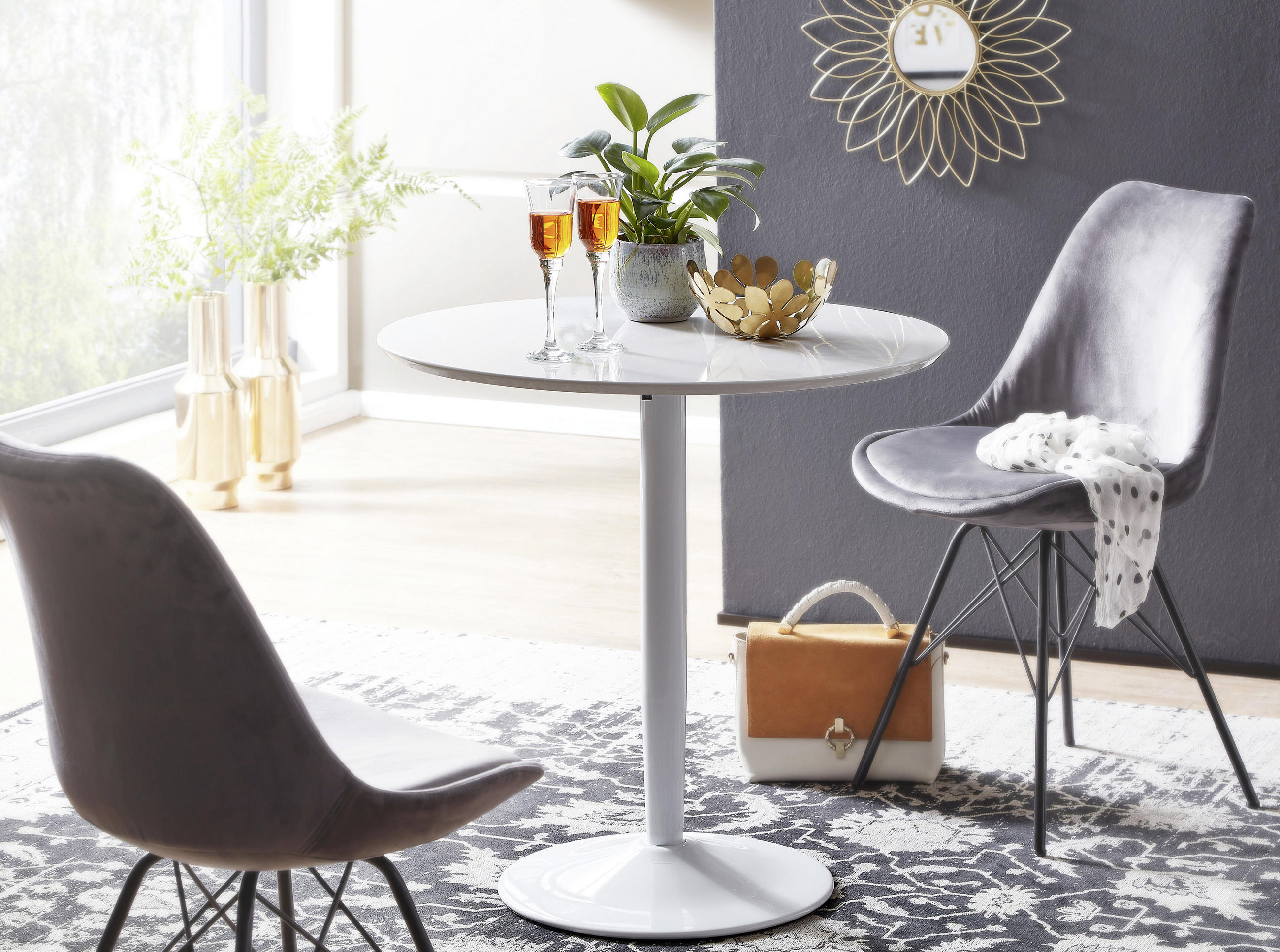 ESSTISCH 75/75/74 cm Weiß rund  - Weiß, MODERN, Metall (75/75/74cm) - MID.YOU