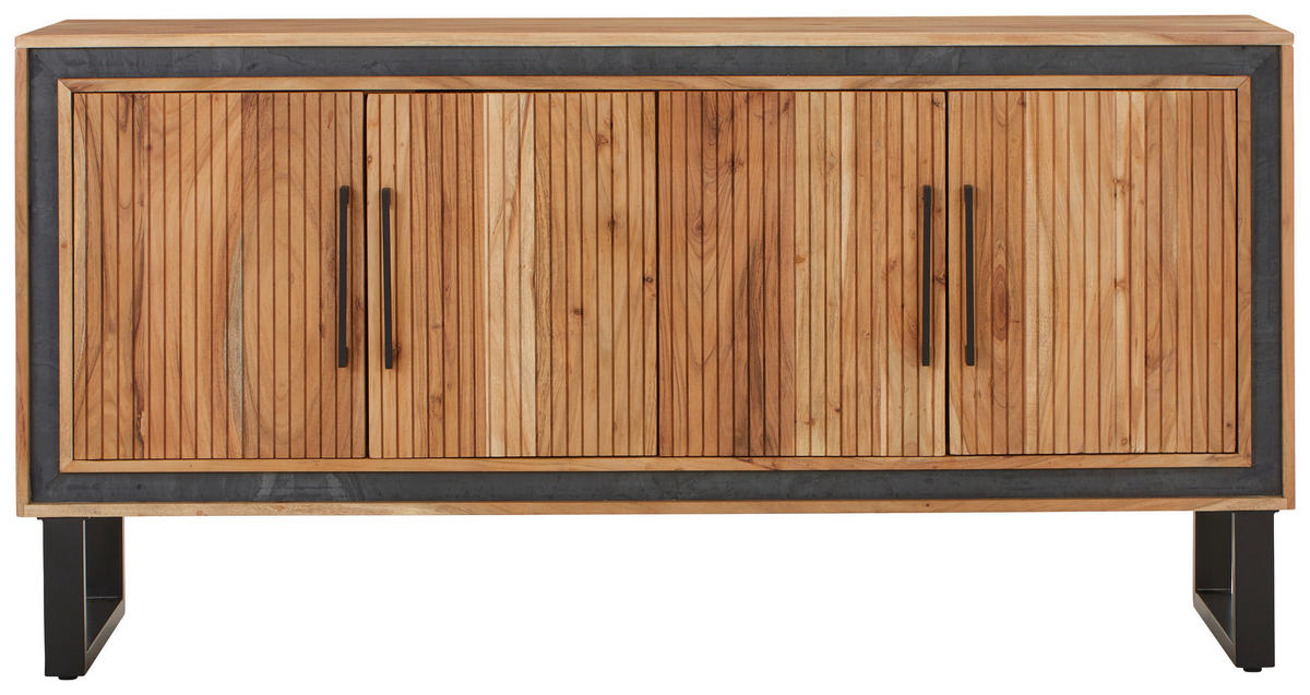 SIDEBOARD 160/80/40 cm  in Schwarz, Akaziefarben  - Schwarz/Akaziefarben, Lifestyle, Holz/Stein (160/80/40cm) - MID.YOU