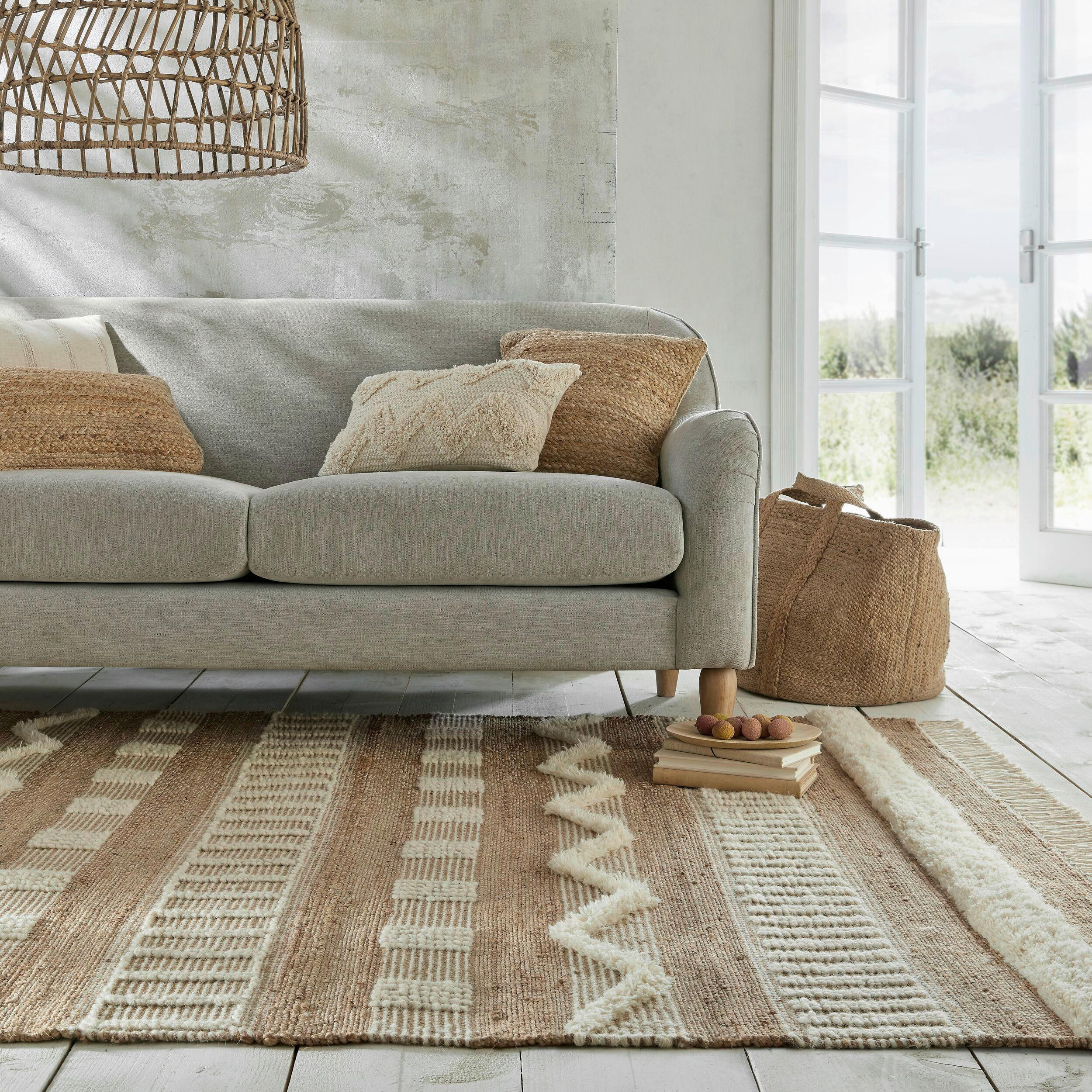 HANDWEBTEPPICH 230/160 cm Creme, Naturfarben  - Creme/Naturfarben, Basics, Textil (230/160cm)