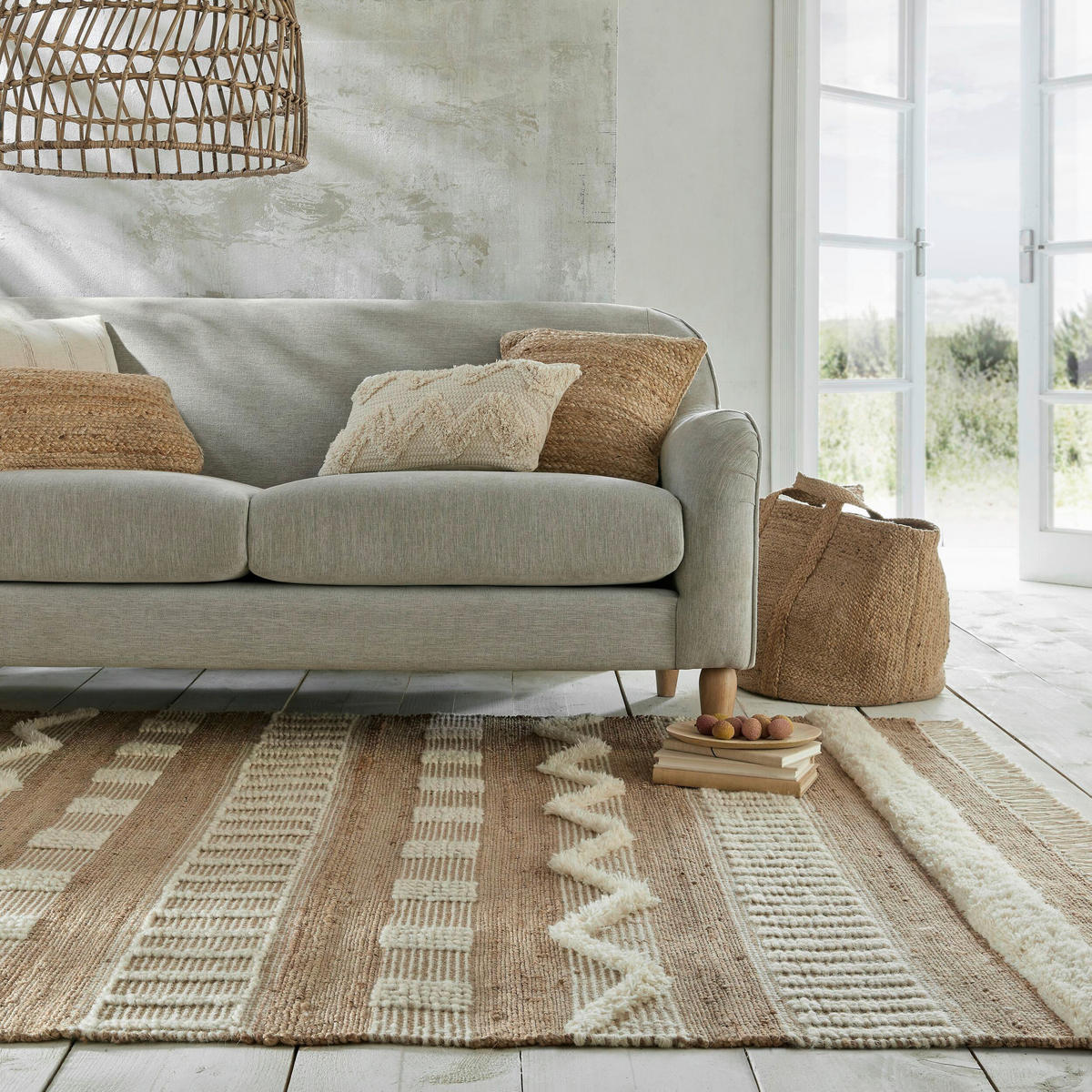 HANDWEBTEPPICH 230/160 cm Creme, Naturfarben  - Creme/Naturfarben, Basics, Textil (230/160cm)