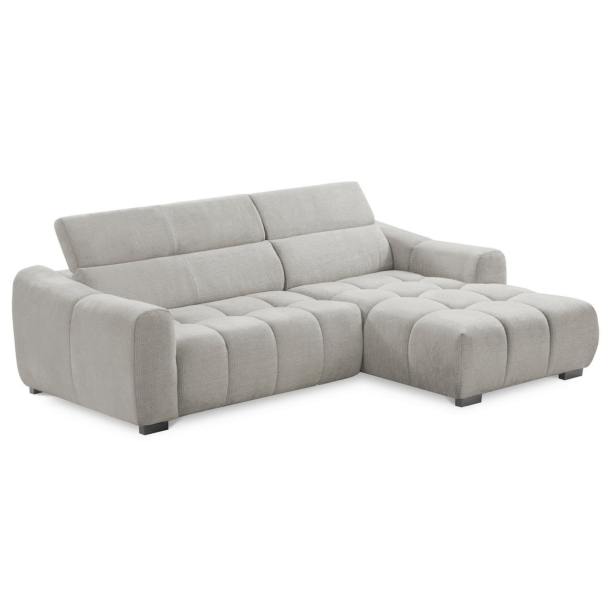 ECKSOFA  Webstoff Greige  - Greige/Schwarz, Design, Kunststoff/Textil (274/177cm) - Livetastic