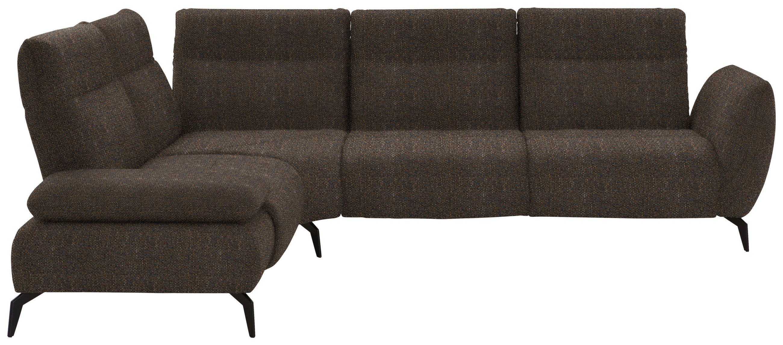 ECKSOFA in Webstoff Dunkelbraun  - Dunkelbraun/Schwarz, Design, Textil/Metall (223/290cm) - Moderano