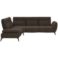 ECKSOFA in Webstoff Dunkelbraun  - Dunkelbraun/Schwarz, Design, Textil/Metall (223/290cm) - Moderano
