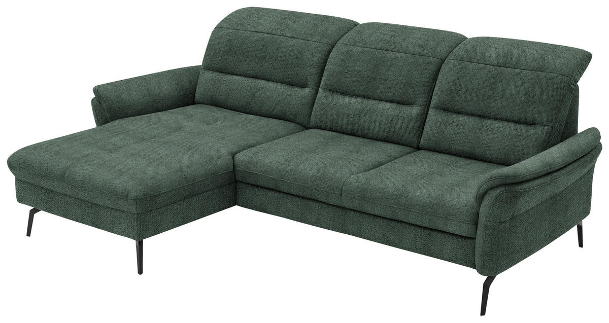 ECKSOFA in Flachgewebe Dunkelgrün  - Dunkelgrün/Schwarz, Konventionell, Textil/Metall (181/260cm) - Beldomo Speed