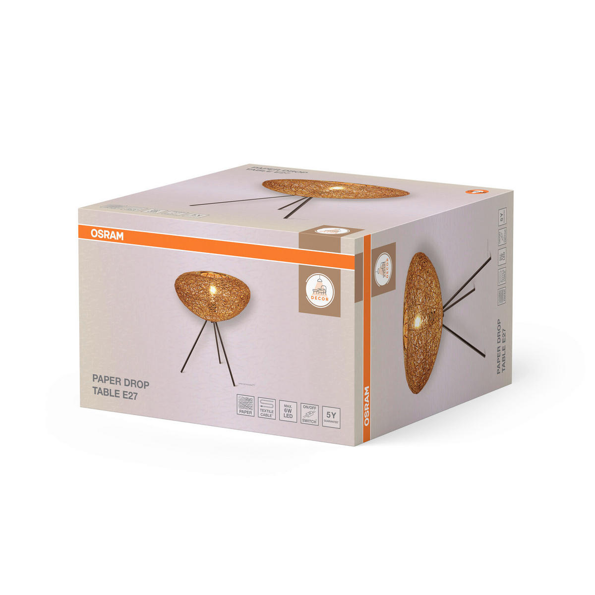 TISCHLEUCHTE 39.5/47.6 cm   - Beige, Natur, Papier/Metall (39.5/47.6cm) - Osram
