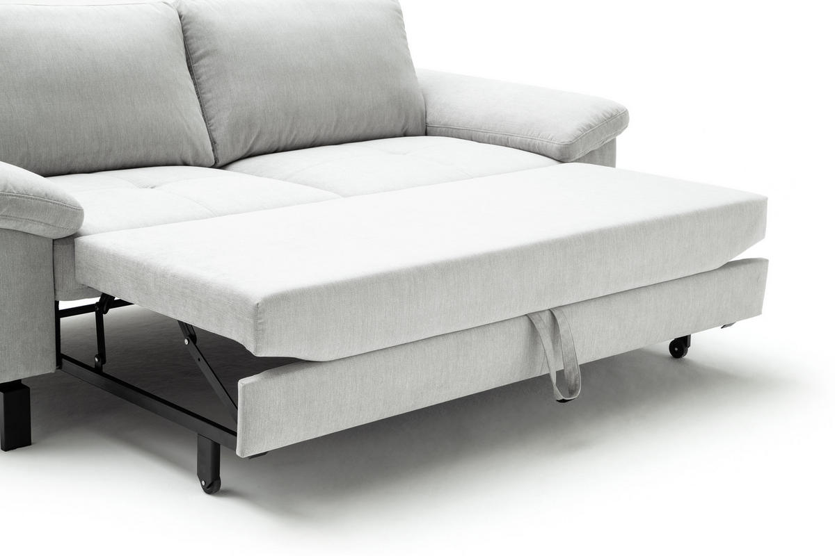 2,5-SITZER in Velours Silberfarben  - Silberfarben/Schwarz, Design, Textil/Metall (206/86/97cm) - Pure Home Lifestyle