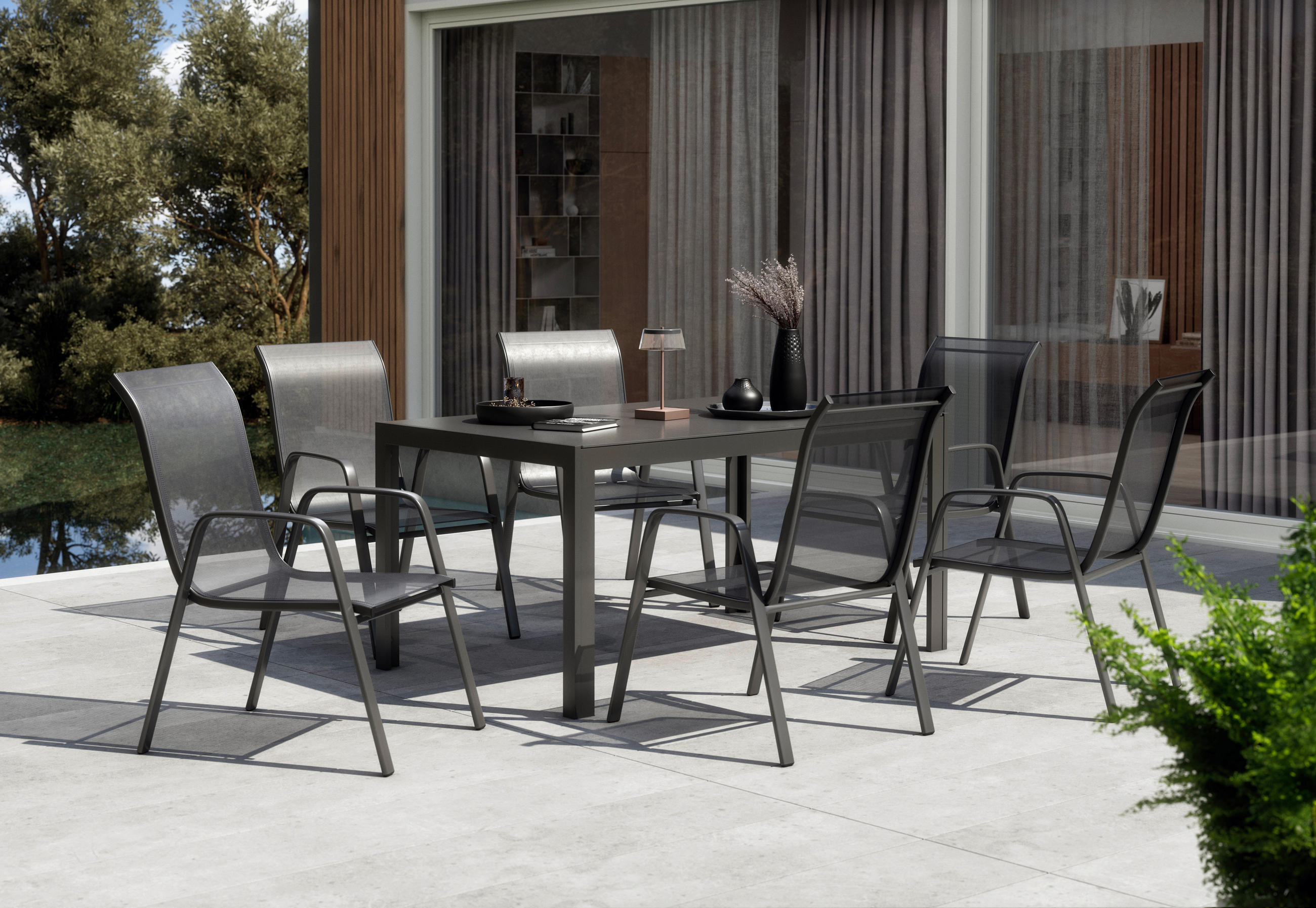 BAŠTENSKA STOLICA ZA SLAGANJE - crna/antracit, Konvencionalno, metal/tekstil (54/93/74cm) - Ambia Garden