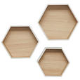 WANDREGALSET  - Kaschmir/Eichefarben, Basics, Holzwerkstoff (30-37/26-32/9-12cm) - Xora