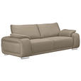 3-SITZER-SOFA Lederlook Beige  - Chromfarben/Beige, KONVENTIONELL, Textil/Metall (241/85/95cm) - Carryhome