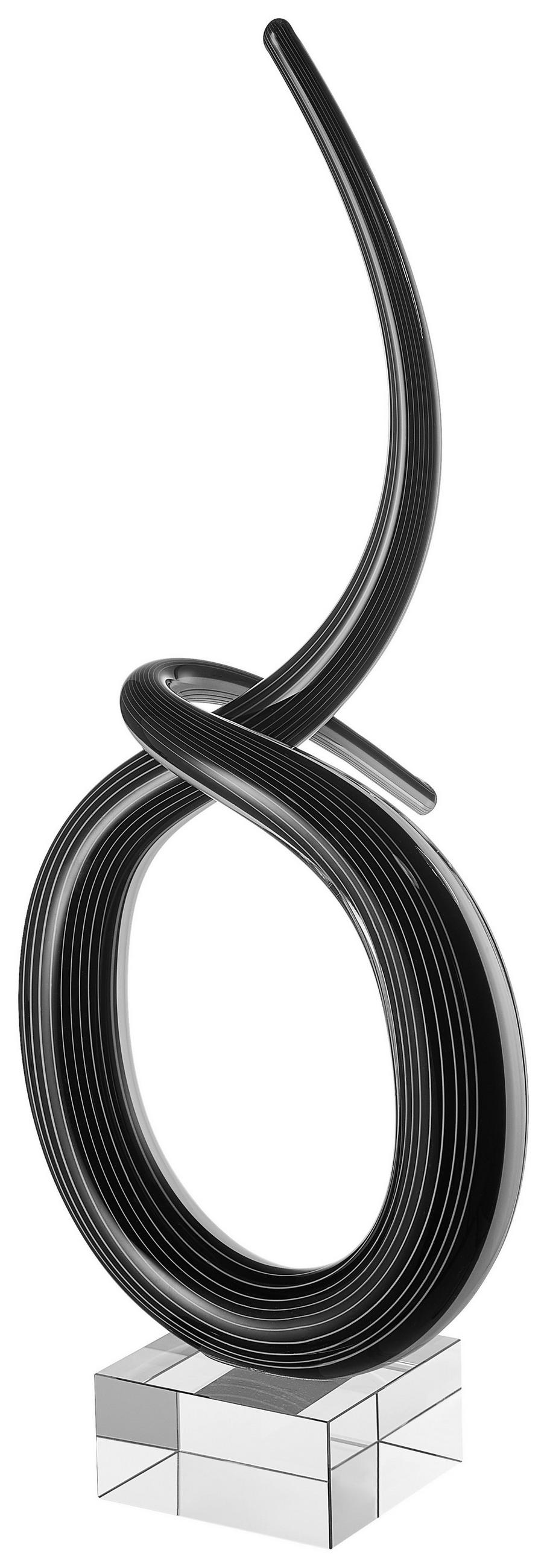 SKULPTUR - Schwarz/Weiß, Basics, Glas (17,5/8/42cm) - Ambia Home