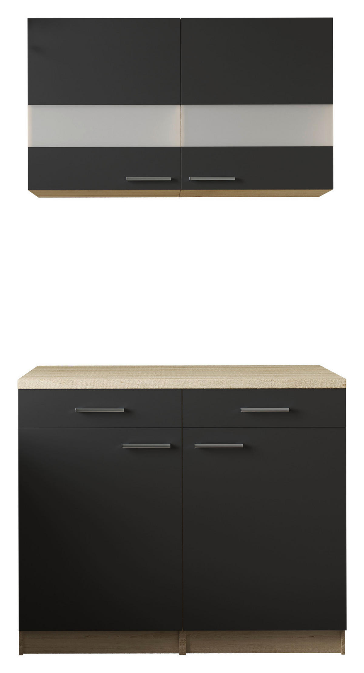 BUFFET 100/200/60 cm  in  - Eichefarben/Silberfarben, Basics, Glas/Holzwerkstoff (100/200/60cm) - Respekta