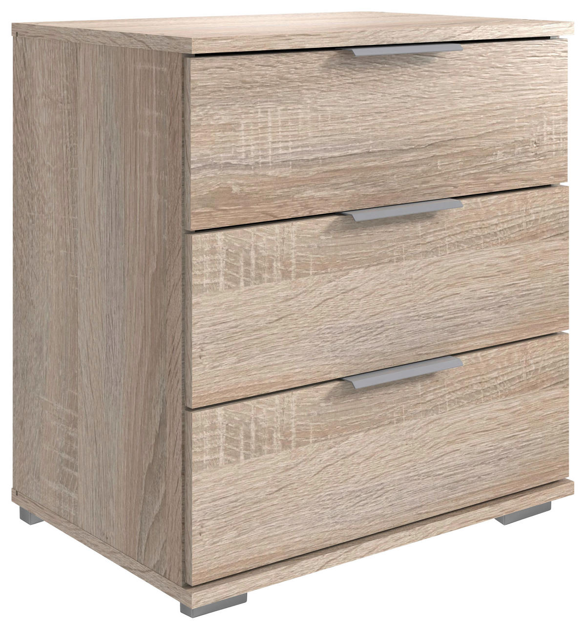 NACHTSCHRANK 52/58/38 cm  - Eichefarben/Alufarben, Design, Holzwerkstoff/Kunststoff (52/58/38cm) - Livetastic