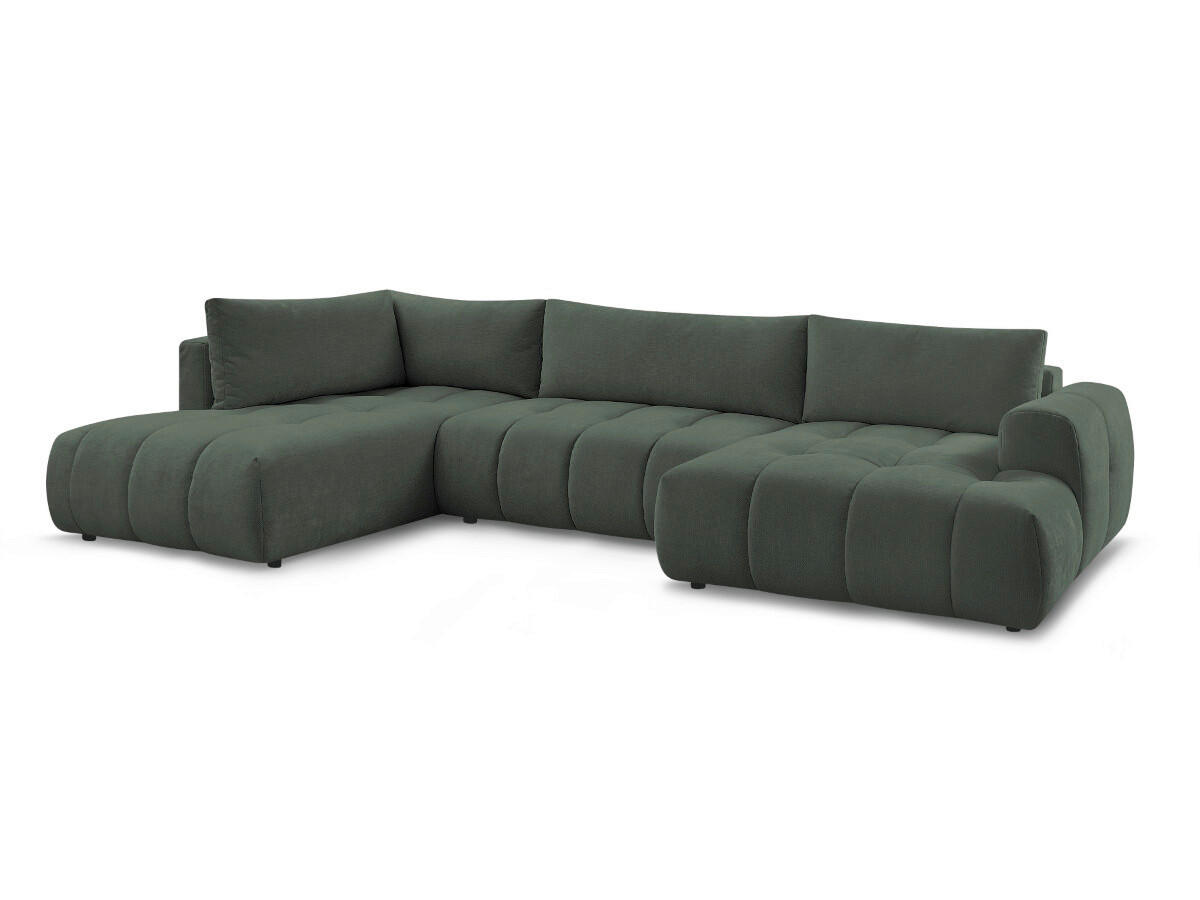 WOHNLANDSCHAFT  FUJI  Grün Leinenoptik  - Schwarz/Grün, MODERN, Kunststoff/Textil (204/377/160cm)