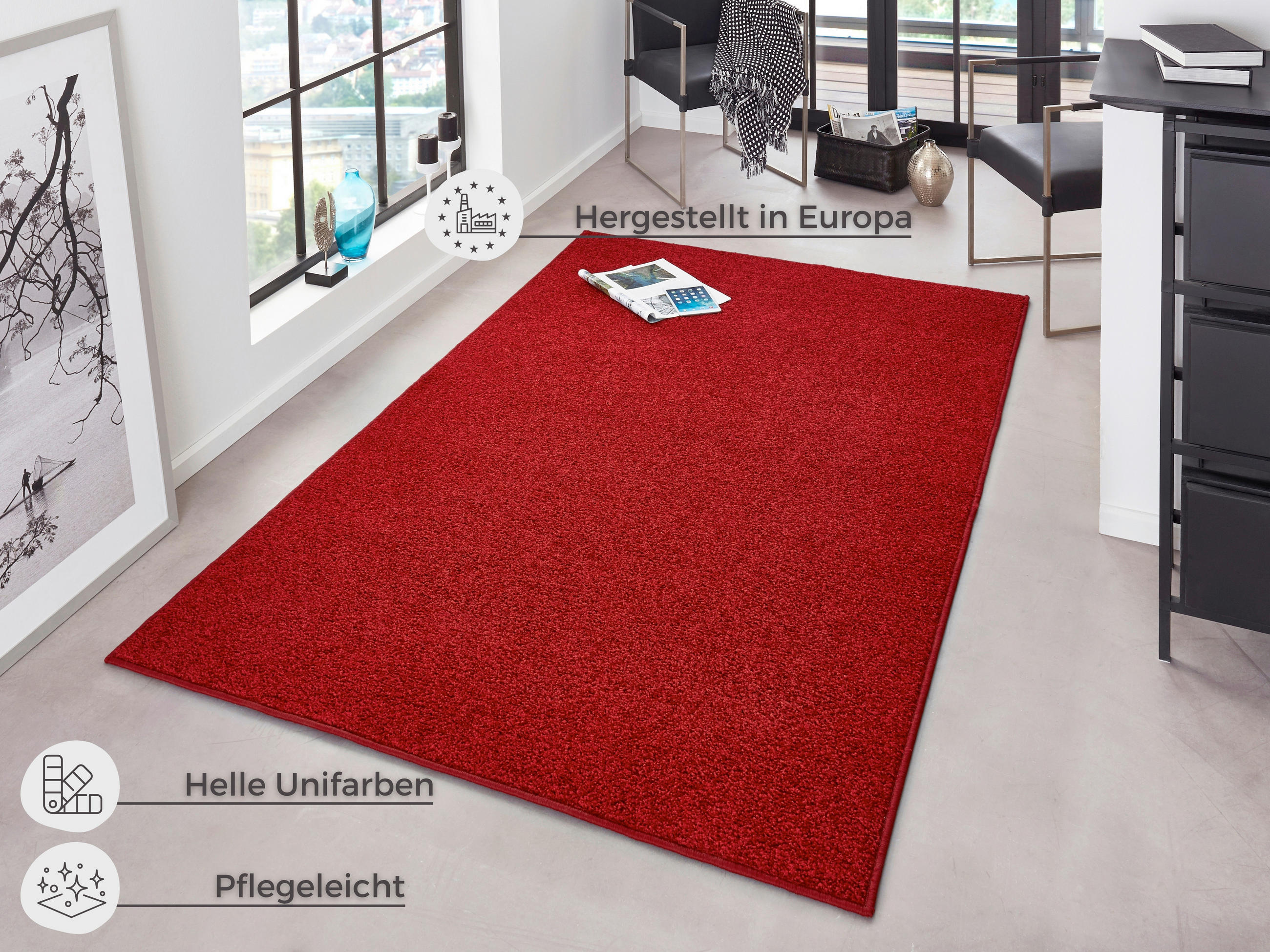 WEBTEPPICH 200/300/300 cm Pure Rot  - Rot, Basics, Kunststoff (200/300/300cm) - Hanse Home