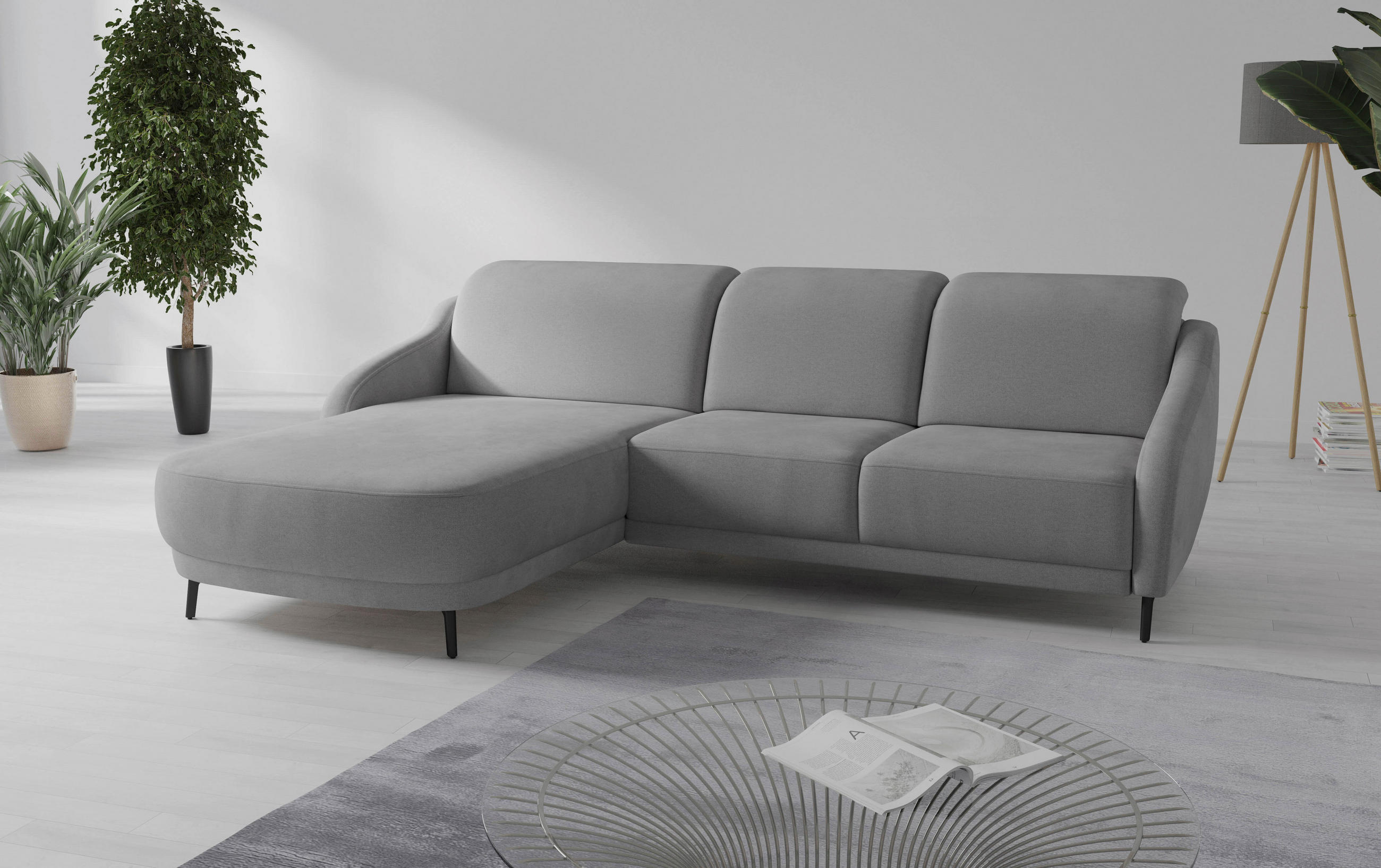 ECKSOFA BLUES V Grau Mikrofaser  - Schwarz/Grau, MODERN, Textil/Metall (191/271cm) - Sit & More