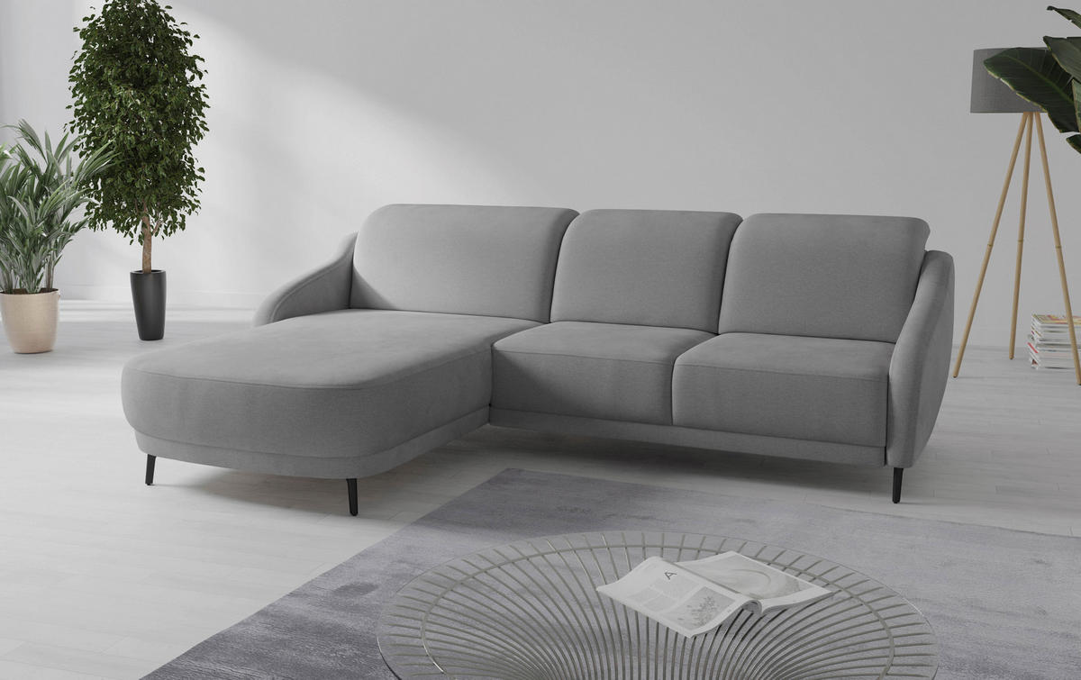 ECKSOFA BLUES V Grau Mikrofaser  - Schwarz/Grau, MODERN, Textil/Metall (191/271cm) - Sit & More