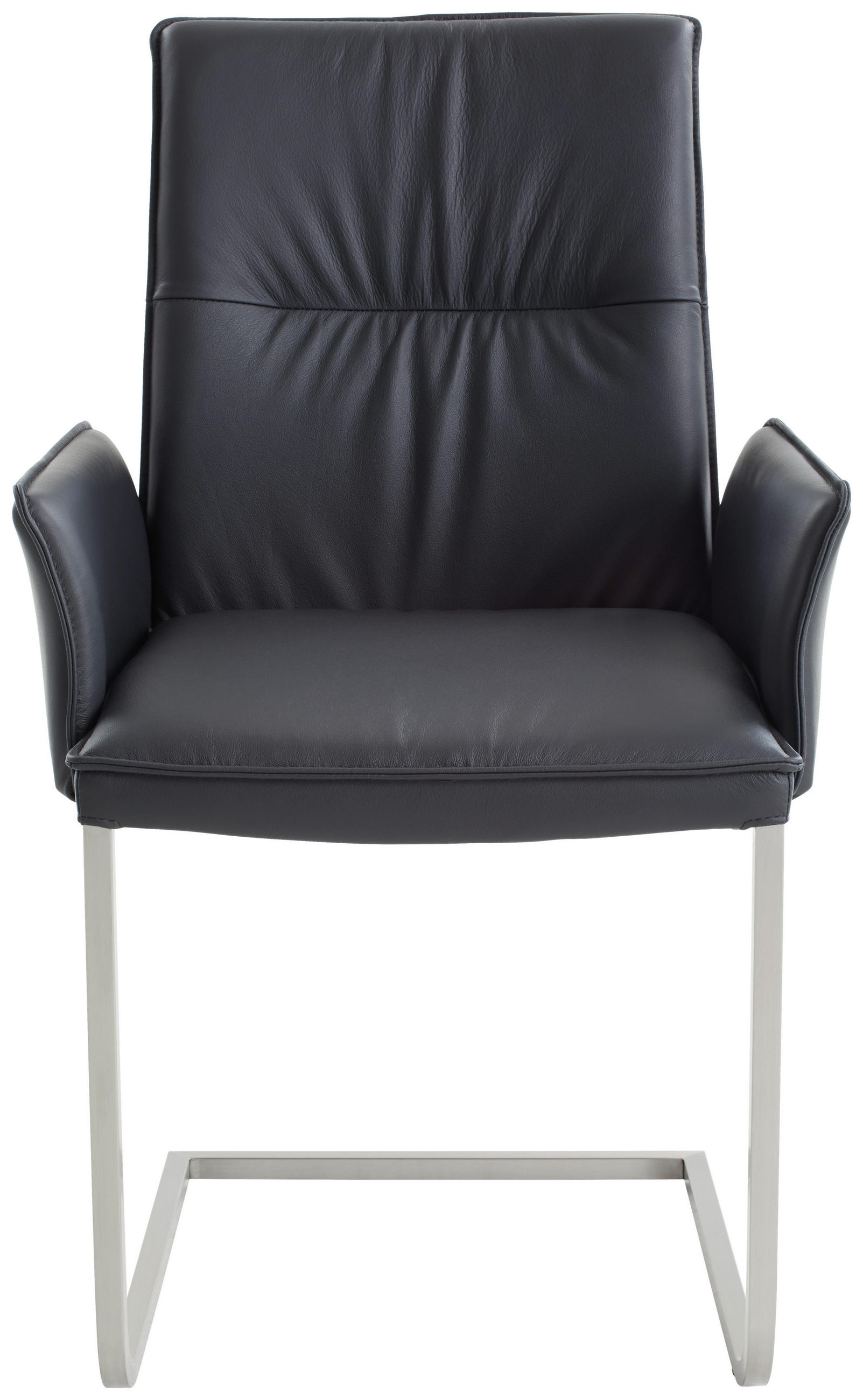 STOL MED ARMSTÖD rostfritt stål äkta läder pigmenterad  - stålfärgad/svart, Design, metall/läder (55/90.5/58.5cm) - Novel