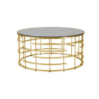 DOHÁNYZÓASZTAL fém, üveg 90/90/42 cm   - aranyszínű/szürke, Design, üveg/fém (90/90/42cm) - Livetastic