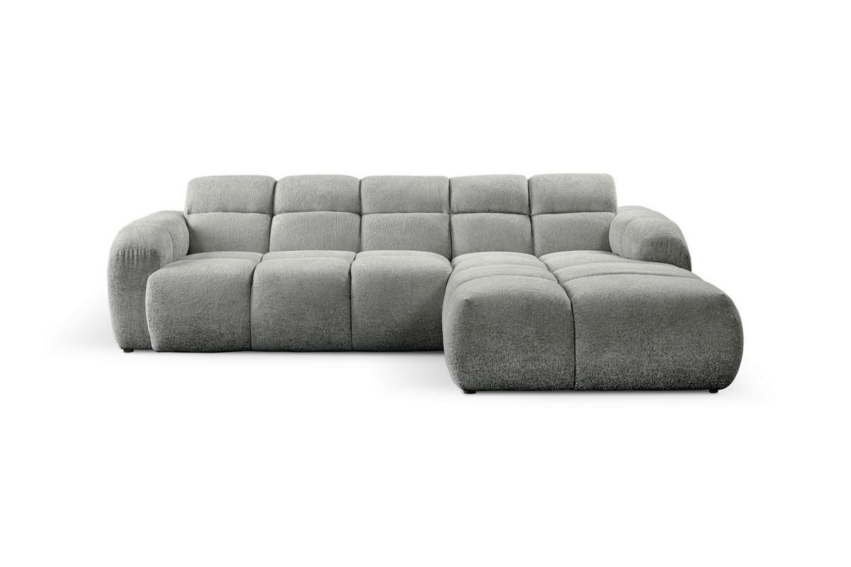 ECKSOFA VENTO in Struktur Grau  255/175 cm  - Schwarz/Grau, Design, Holz/Holzwerkstoff (255/175cm) - MID.YOU