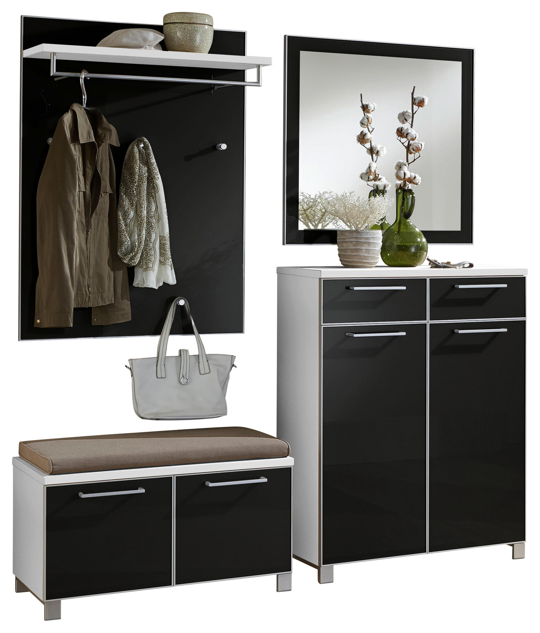 GARDEROBE 5-teilig  in 180/195/40 cm  - Anthrazit/Weiß, Design, Glas/Holzwerkstoff (180/195/40cm)