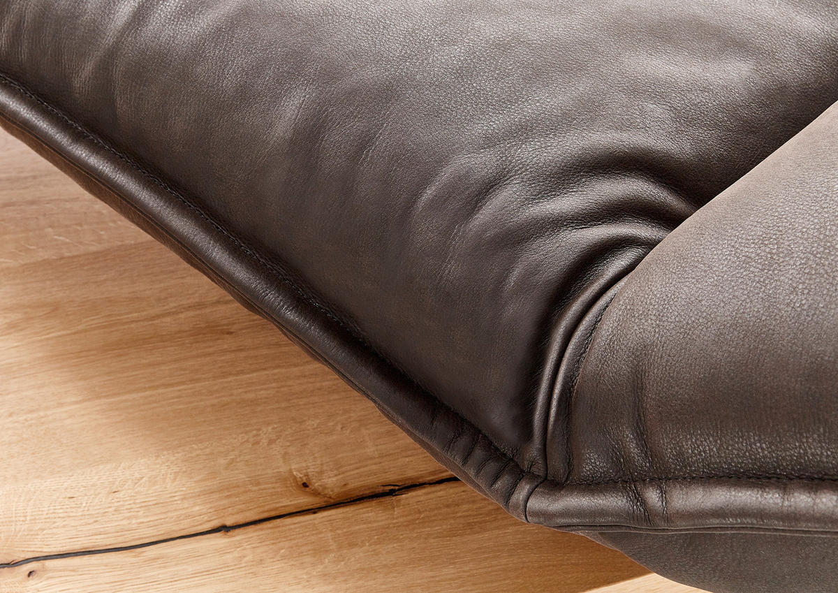 2-SITZER-SOFA Braun Echtleder  - Schwarz/Braun, Design, Leder/Holz (240/80-112/115-159cm) - Koinor