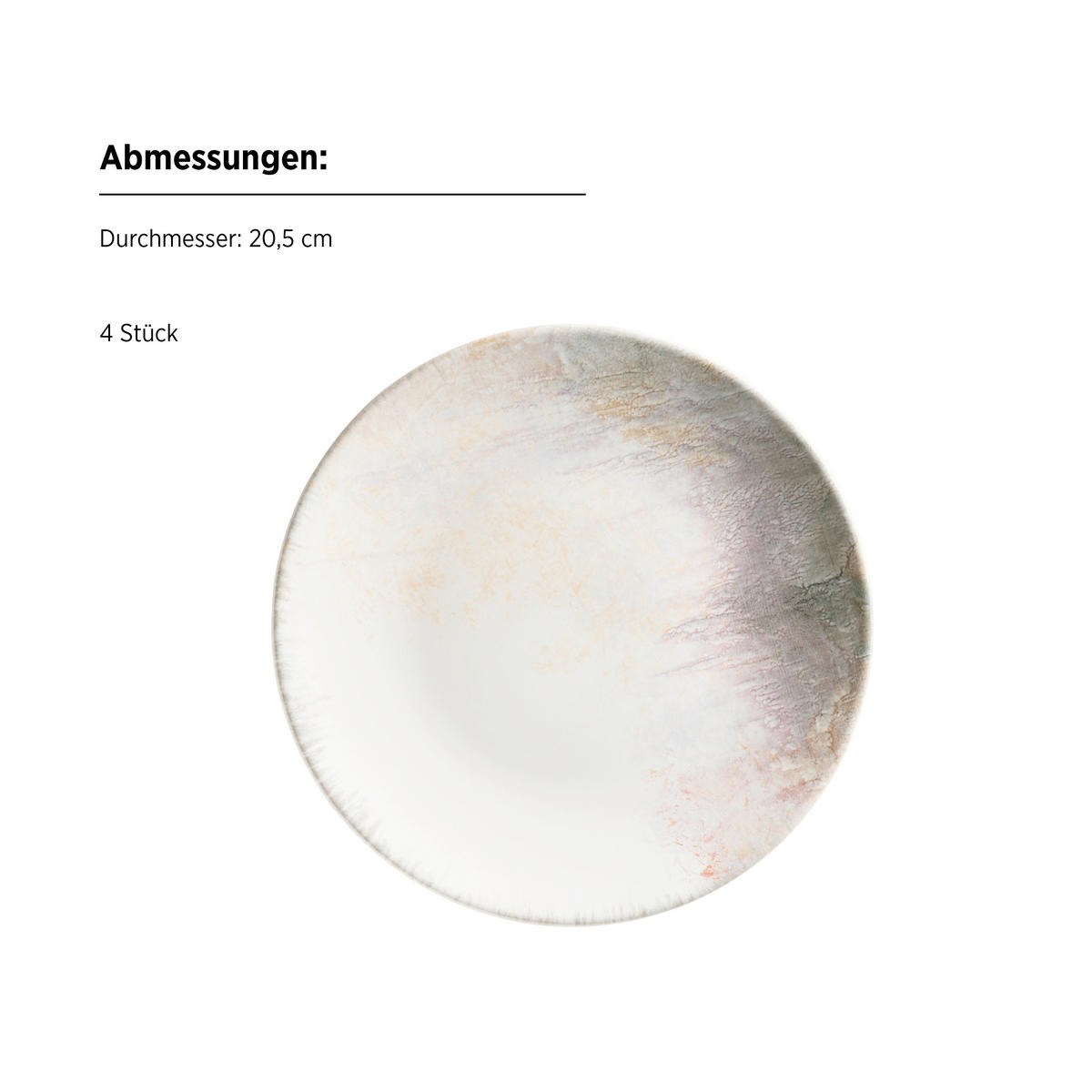 DESSERTTELLERSET Lila, Weiß 4-teilig AQUARELLIA LILA  - Lila/Weiß, Basics, Keramik (20,5/2,5cm) - Mäser