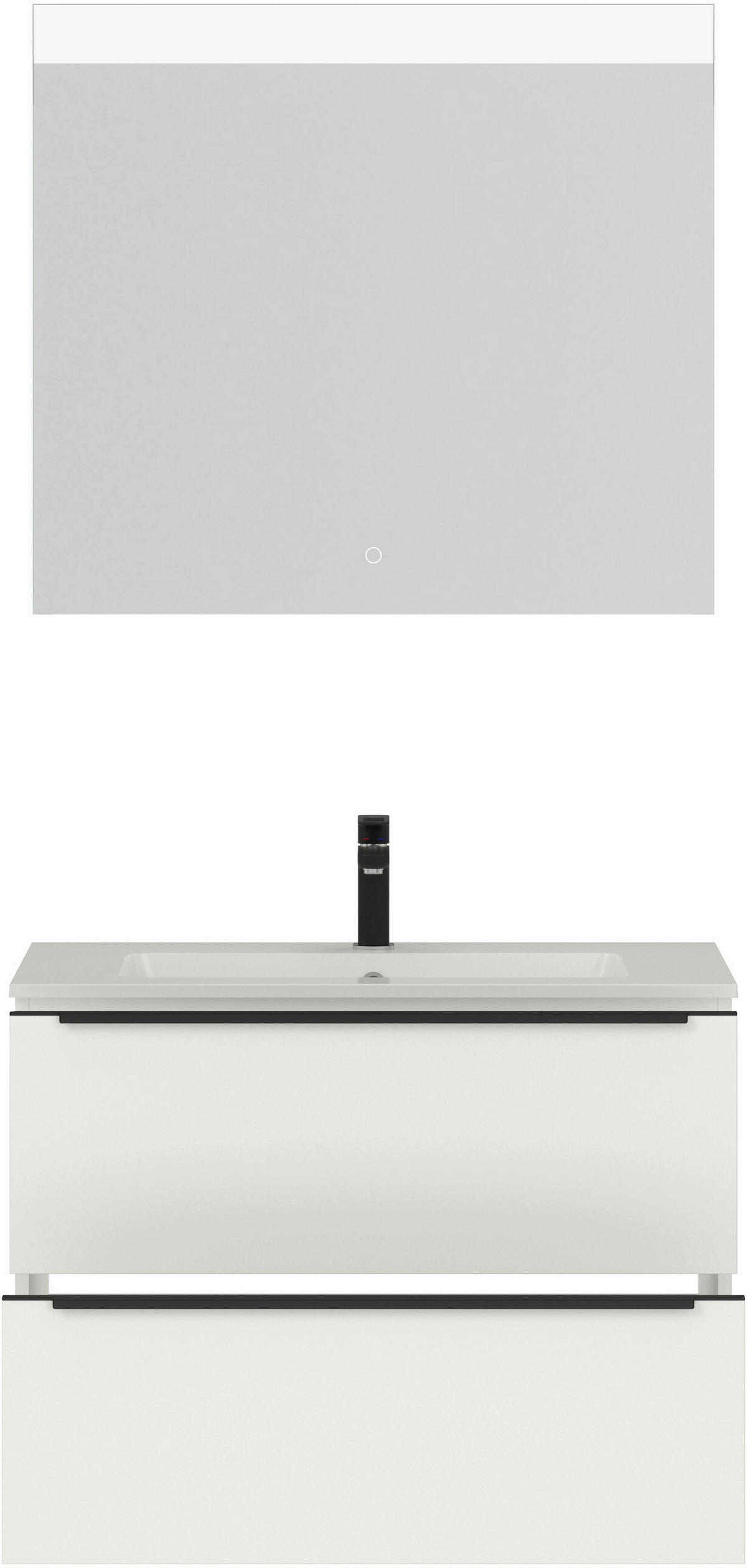 BADEZIMMER 3-teilig  in 81 cm  - Schwarz/Weiß, MODERN, Holzwerkstoff/Stein (81cm) - Nobilia