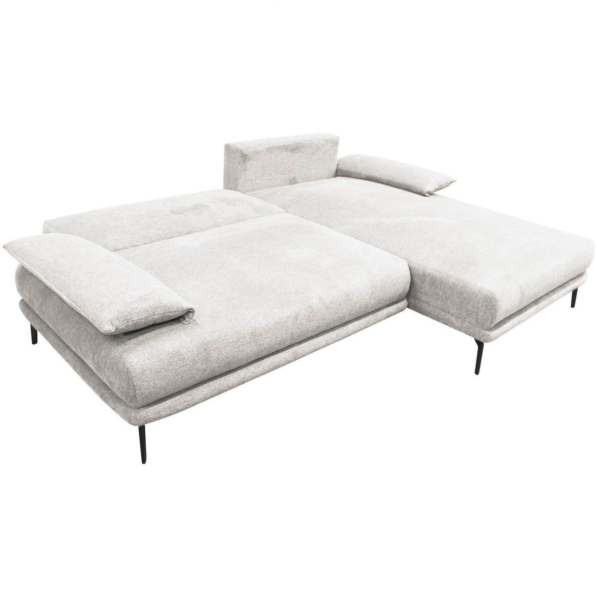 ECKSOFA in Webstoff Weiß  260/192 cm  - Schwarz/Weiß, Design, Textil/Metall (260/192cm) - MID.YOU