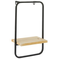 WANDREGAL Tanne massiv Schwarz  - Schwarz, Basics, Holz/Metall (24/15/40cm) - Ambia Home