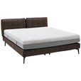 BOXSPRINGBETT 180/200 cm  in Dunkelbraun  - Dunkelbraun/Schwarz, Design, Textil/Metall (180/200cm) - Johann Jakob
