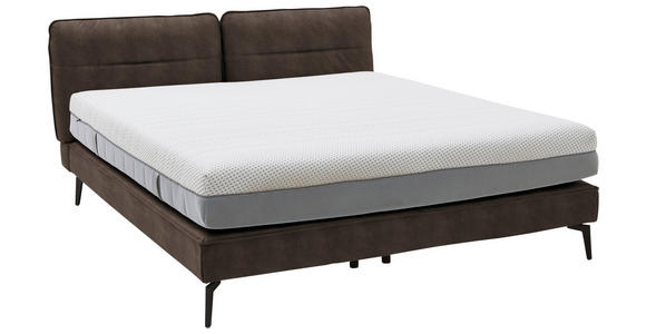BOXSPRINGBETT 180/200 cm in Dunkelbraun - Dunkelbraun/Schwarz, Design, Textil/Metall (180/200cm) - Johann Jakob