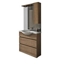 FÜRDŐSZOBABÚTOR - tölgyfa színű/fehér, Basics, műanyag/faalapú anyag (80/190/50cm) - Welnova