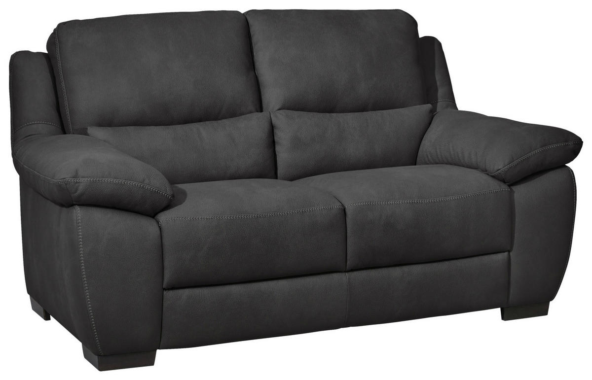 2-SITZER mit elektr.Funktion Webstoff Dunkelgrau  - Wengefarben/Dunkelgrau, KONVENTIONELL, Holz/Textil (173/96/99cm) - Livetastic